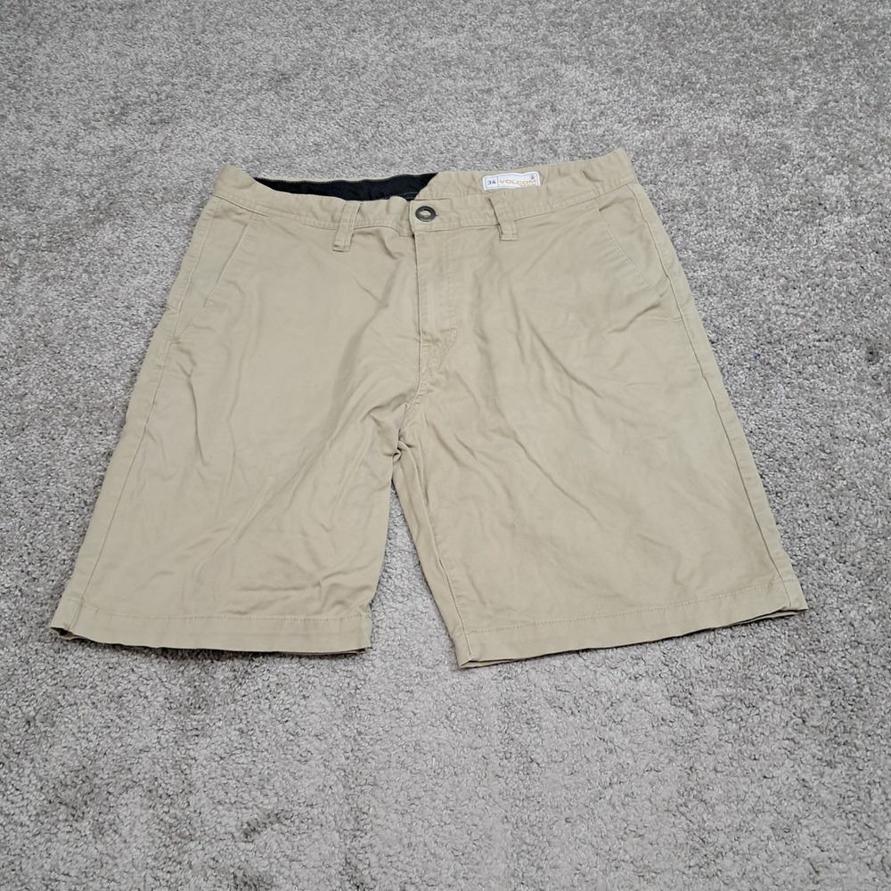 Volcom Mens Frickin Modern Stretch Chino Shorts Khaki Tan Size 34 Walkshorts